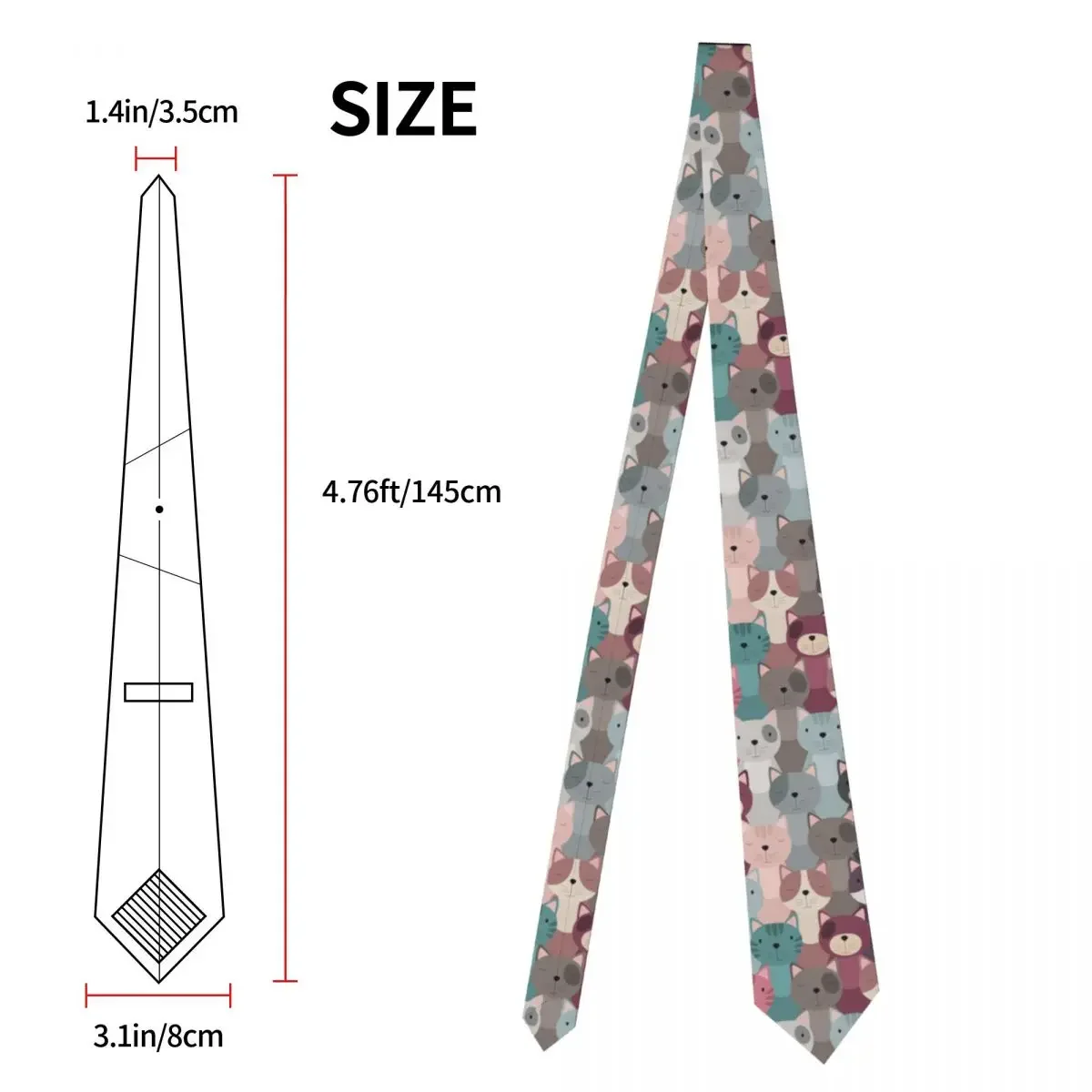 Cute Cat Faces Pattern Tie Necktie  Clothing Accessories