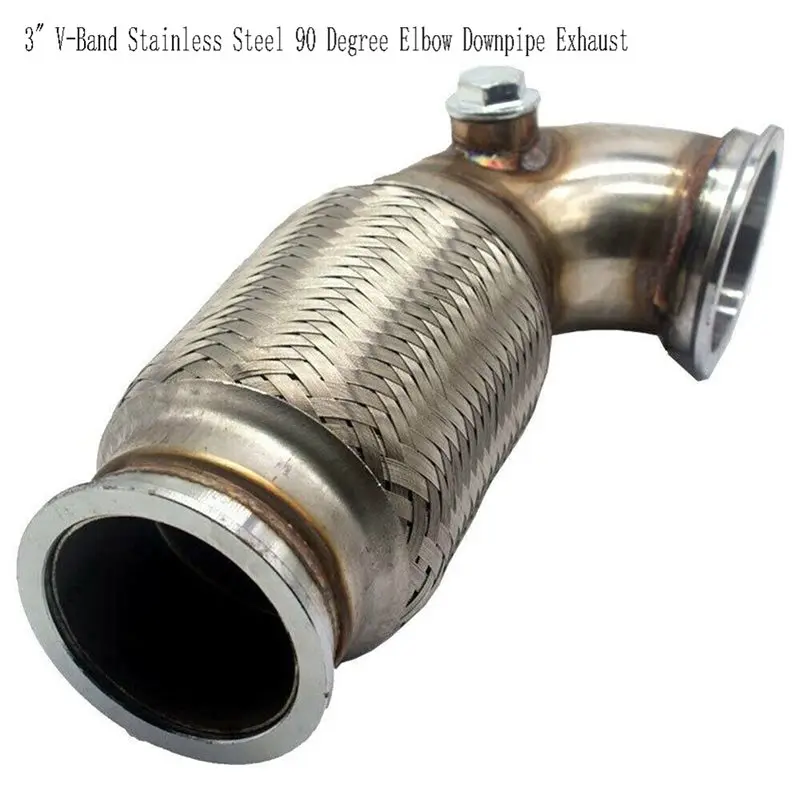 Di scarico del tubo di scarico del gomito da 90 gradi dell'acciaio inossidabile V-Band da 3 pollici per T3/T4 T04E Nuovo downpipe V-Band a V Band basso 90 gradi