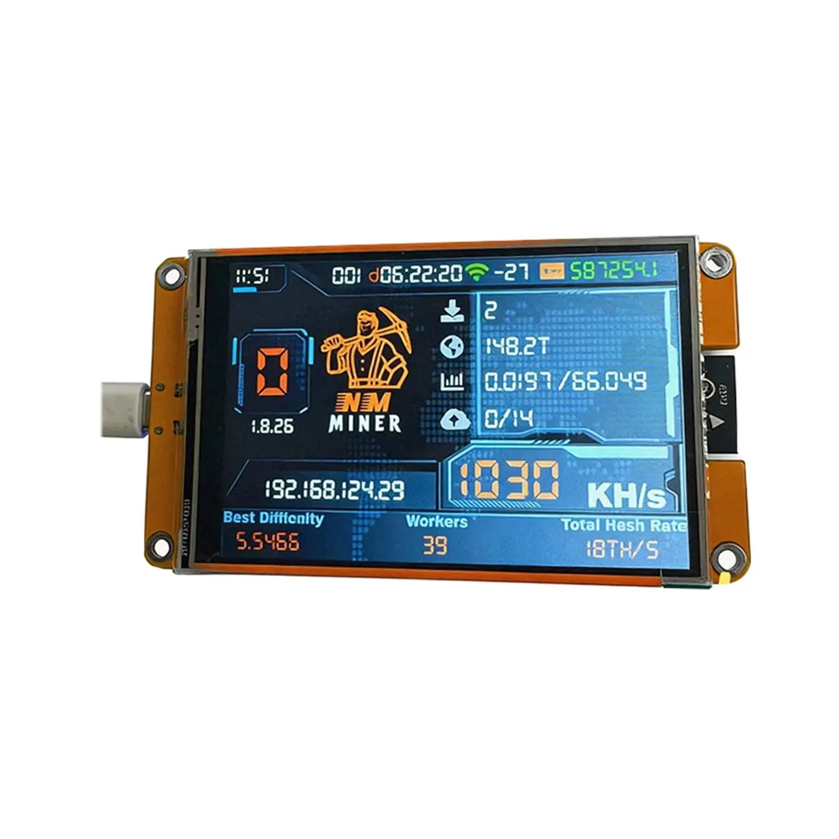 [VALUE PACK]4inch Smart Display + Hashrate Miner Crypto Solo Lottery 1030KH/S Bitcoin -032 Board