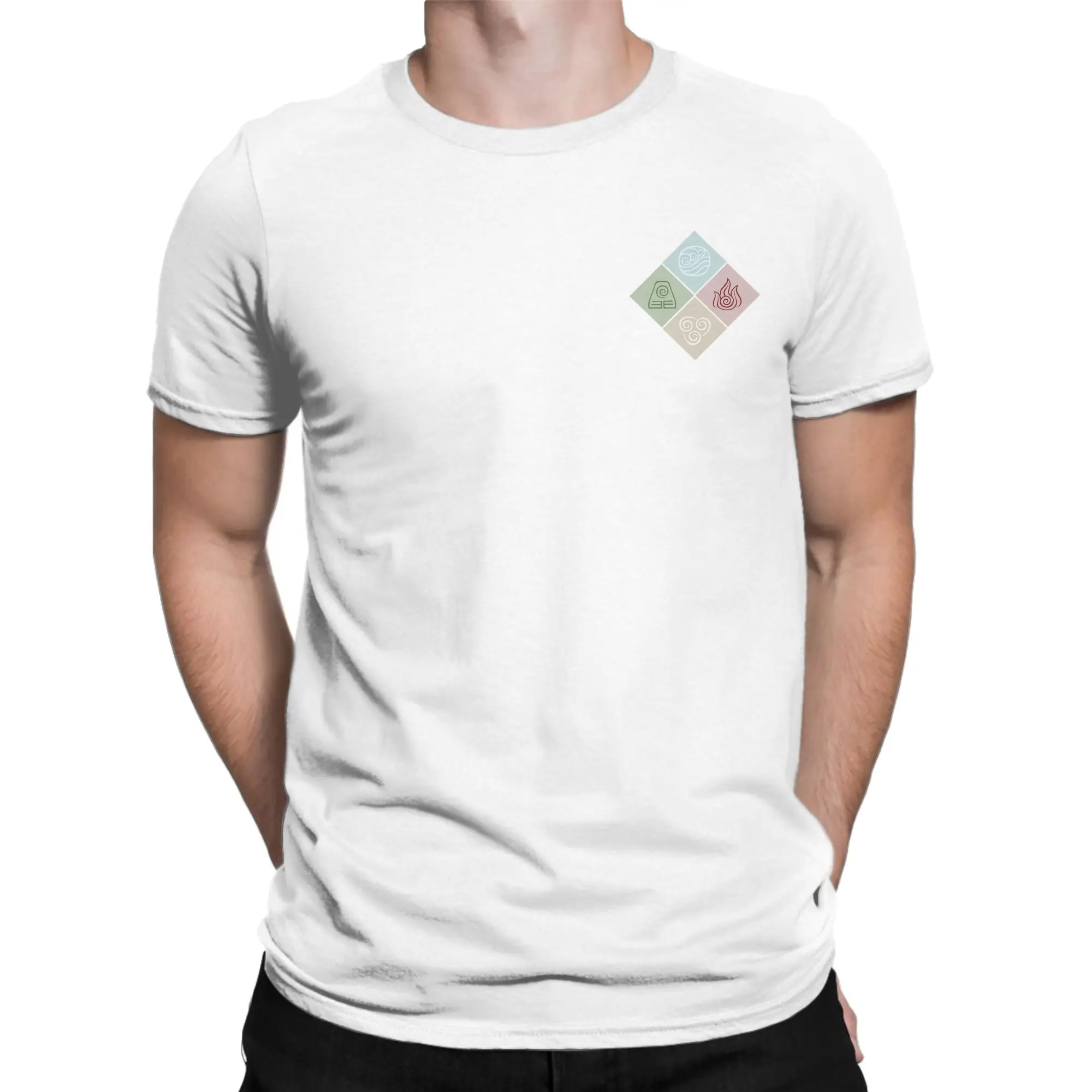 Four Elements Men Women's T Shirt Avatars Airbenders Anime Novelty Tee Shirt Short Sleeve Round Collar T-Shirt Cotton Printed