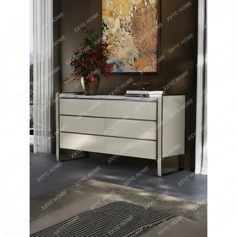 XX minimalist six-closet bedroom storage cabinet light luxury high-end solid wood wall chest