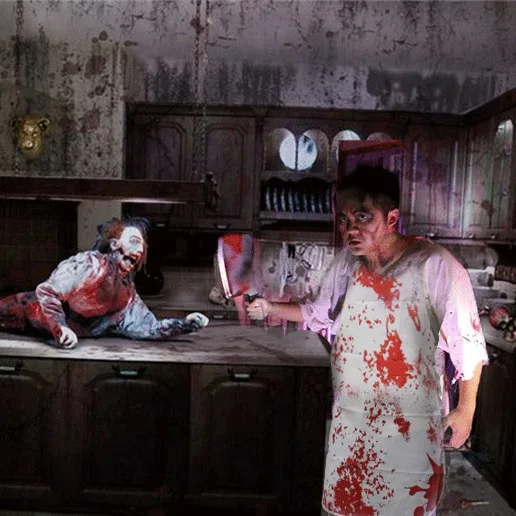 Halloween Horror Blood Splatter Apron with Black Cat and Coffee Cup Print,Perfect for Cooking, Gardening,or Holiday Party7.23