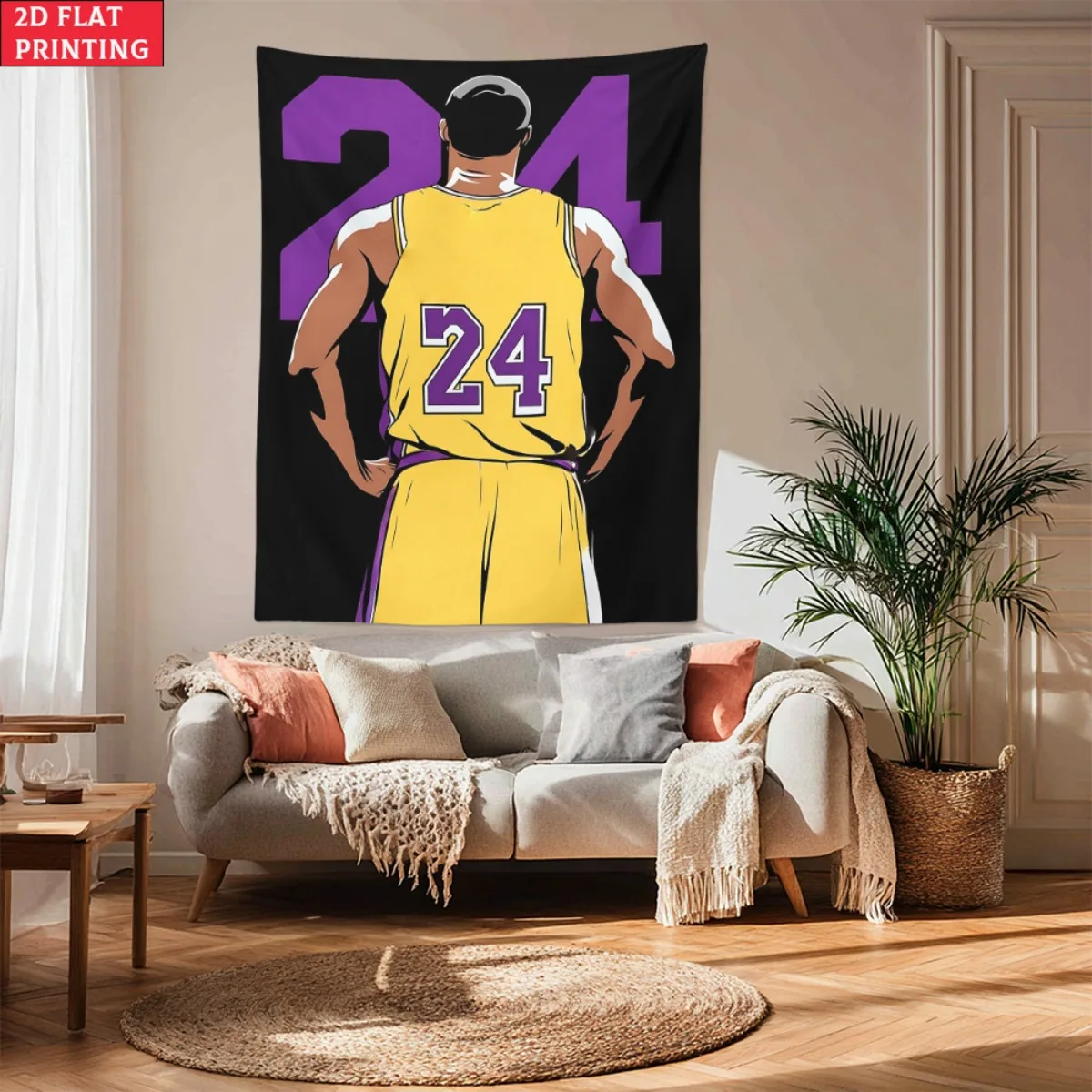 Kobe Bryant 24 Lakers camiseta de baloncesto tapiz de pared decoración para fanáticos de los deportes regalo de Memorabilia de la NBA para fanáticos impresión plana 2D
