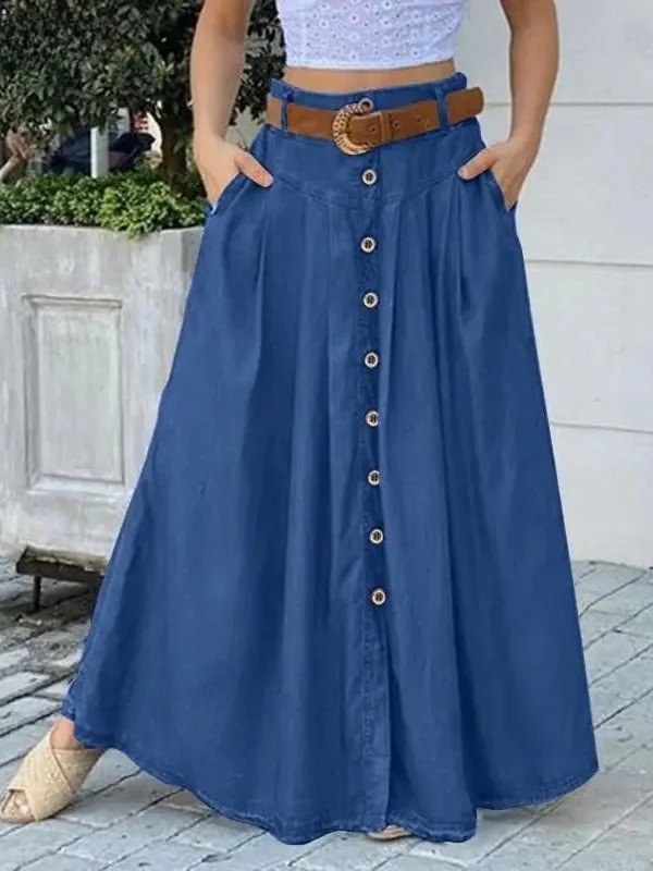 High Waist A-Line Casual Skirt Women's Ele Versatile Long Skirt Comfortable Fit High Waist Design for Autumn Season
