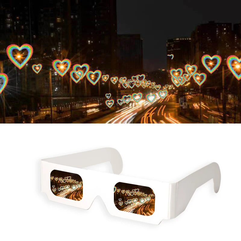 

100pcs Paper Frame 3D Fireworks Glasses Rainbow Glasses 3D Glasses Light Lamp Bubbles Diffraction Glasses Used for Music Festiva