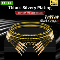 YYTCG One Pair HIFI Silver-plated Speaker Cable High-end 7N OCC Speaker Wire For Hi-fi Systems Y Plug Banana plug Speaker Cable