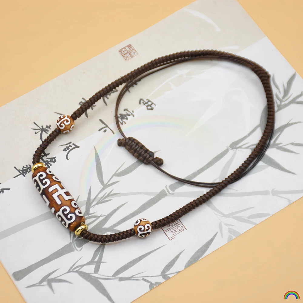 Natural agate ten thousand character Tianzhu necklace, Tibetan retro Buddhist bead collarbone chain, Rwbuy brand design