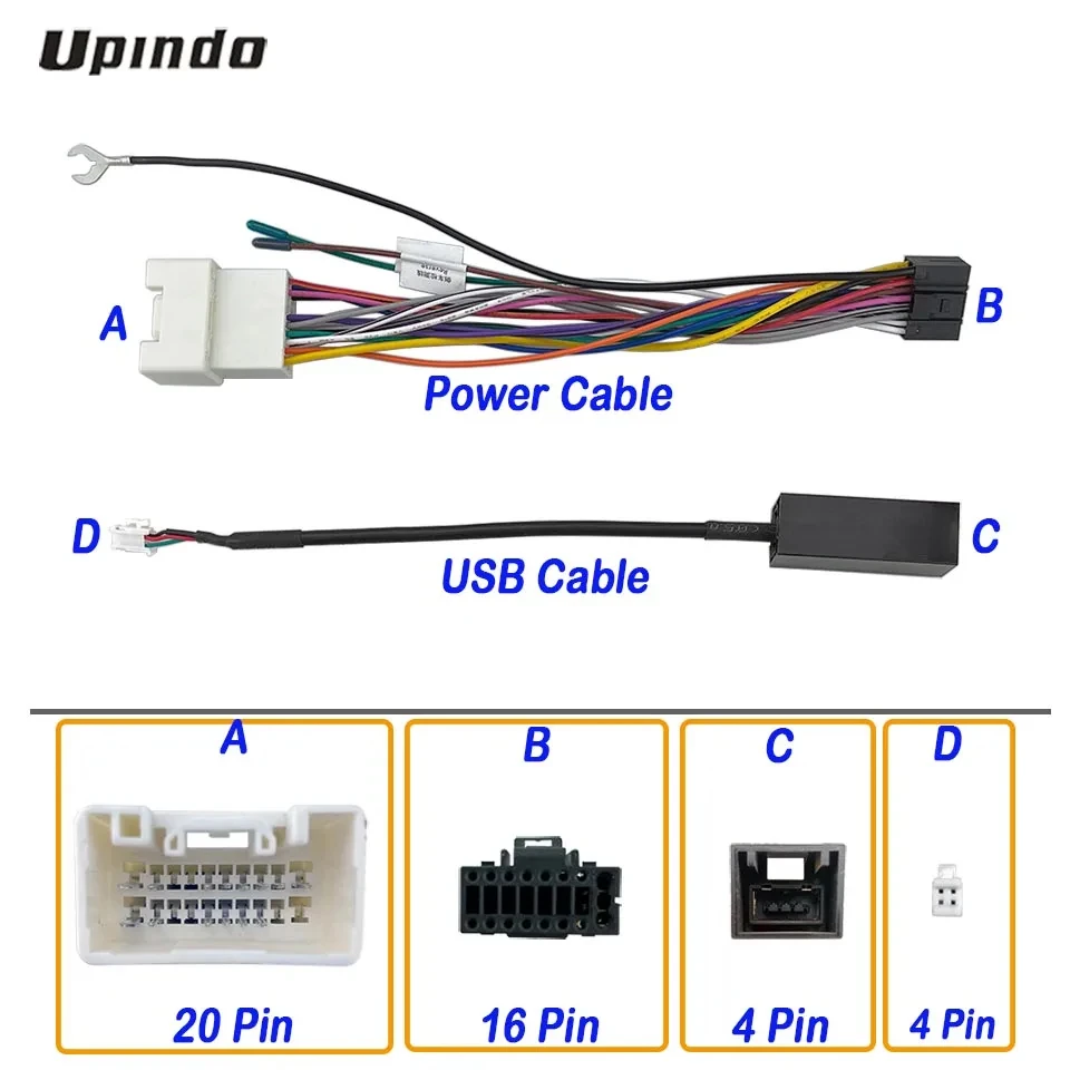 Car Android Radio Wiring Harness Adapter for Mitsubishi ASX Triton Pajero Lancer Outlander Stereo Power Cable Connector Socket