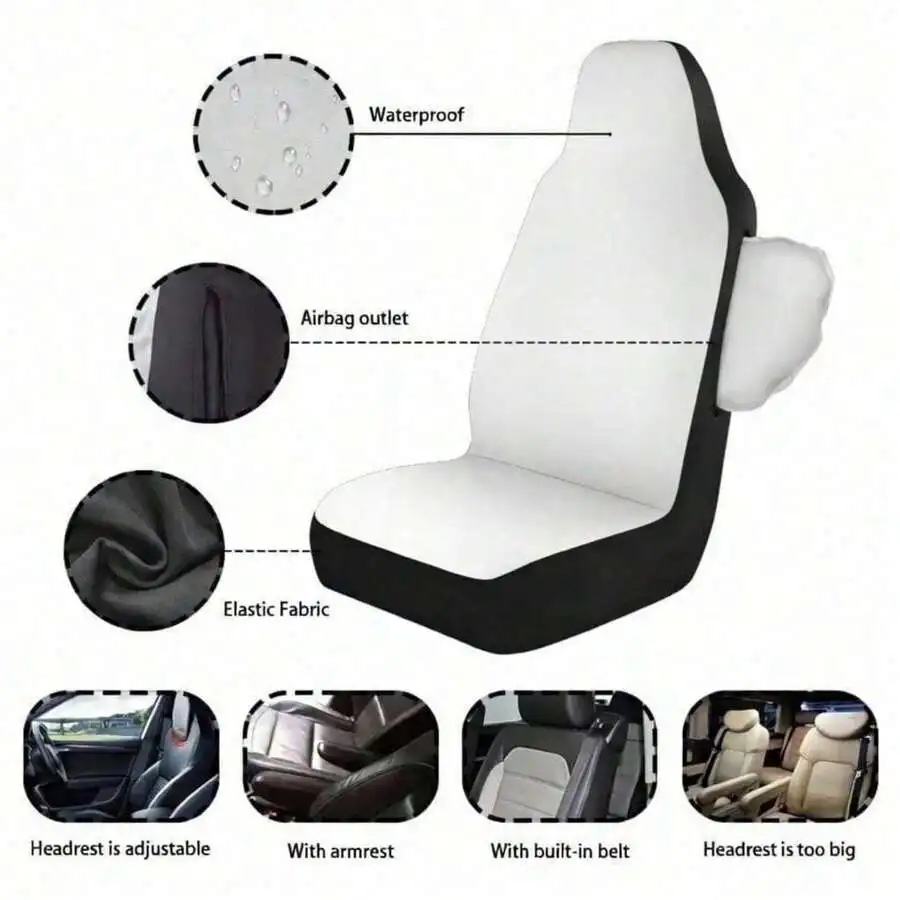 

2pcs Waterproof Elastic Car Seat Covers With Airbag Outlet For Front Seats