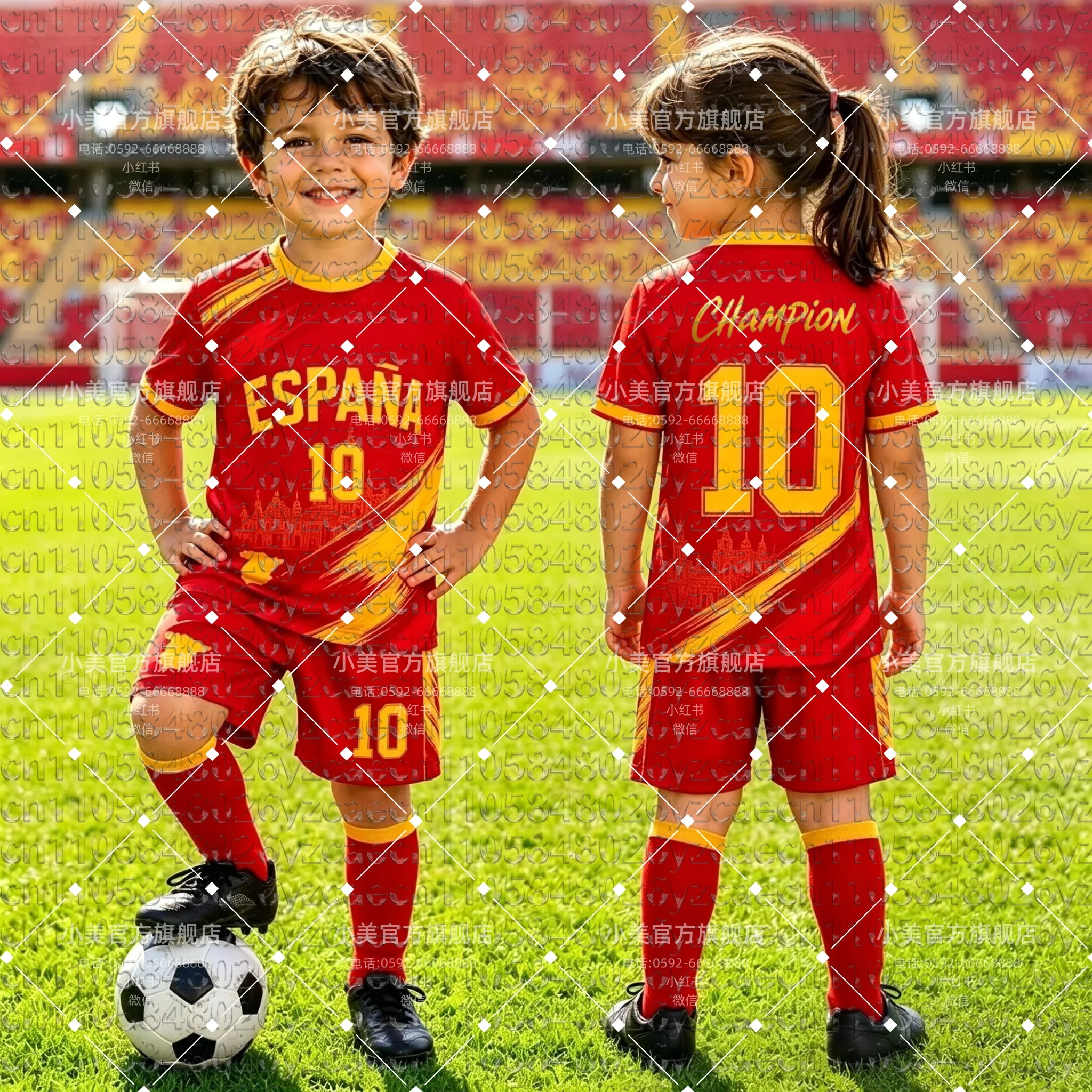Spain New Soccer Jersey Youth Football Shirt for Boys Girls Soccer Jersey for Parent Child Sports T-Shirt Shorts Two-Piece Set