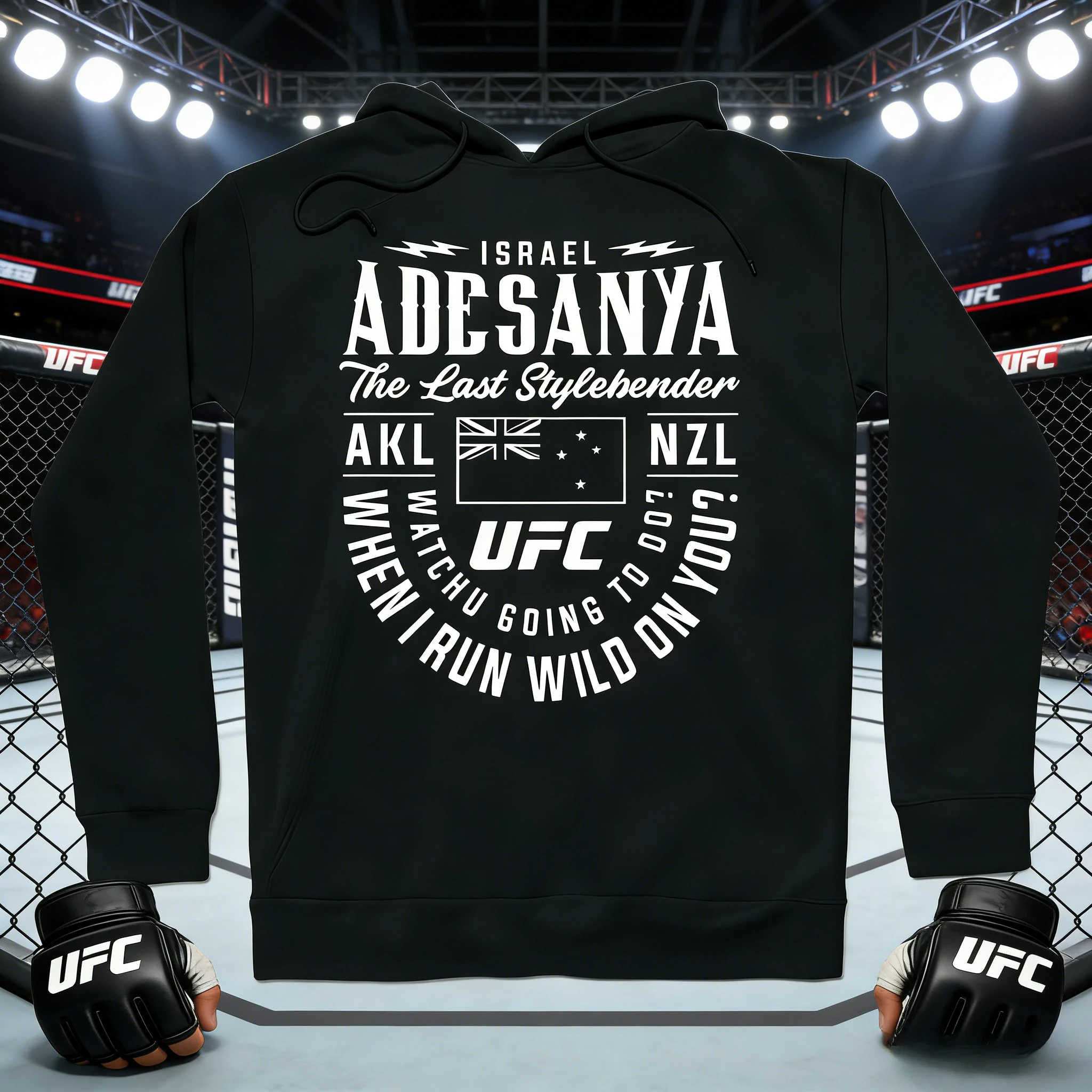 

Спортивная одежда UFC Israel Adissaya 2026 осень/зима из чистого хлопка с принтом, дышащая, с капюшоном, подходит для мужчин и женщин