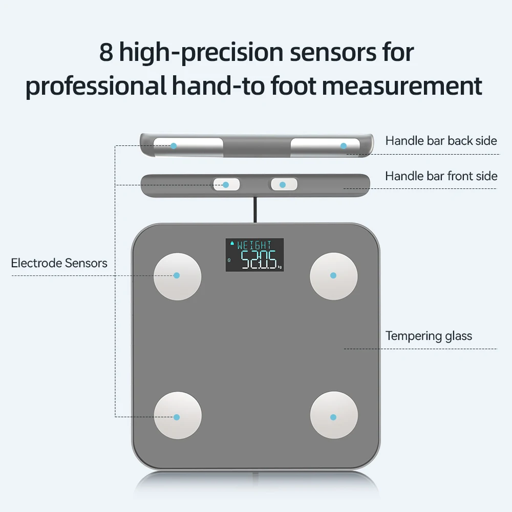 HAIZHIHUI Smart Body Scale,Professional Body Fat Scale With 8 Electrodes with Measurement Voice   Broadcast and Printable Report