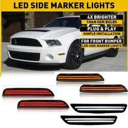 2Pcs Smoked LED Bumper Side Marker Light For Ford Mustang 2010 2011 2012 2013 2014 Base GT Shelby GT500 Boss 302 Car Accessories