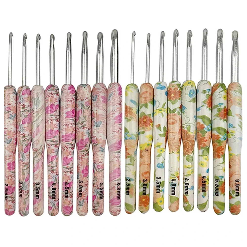 8-teiliges Häkelwerkzeug-Set aus Aluminium, Manuelles Strickset, DIY-Bastelset mit OPP-Beutel und Bedrucktem Design für Häkler-Enthusiasten