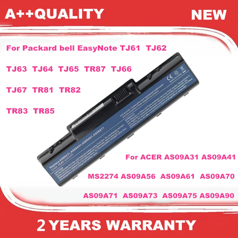 

AS09A31 Аккумулятор для ноутбука Packard Bell EasyNote TJ61 TJ62 TJ63 TJ64 TJ65 TR87 TJ66 TJ67 TR81 TR82 TR83 TR85