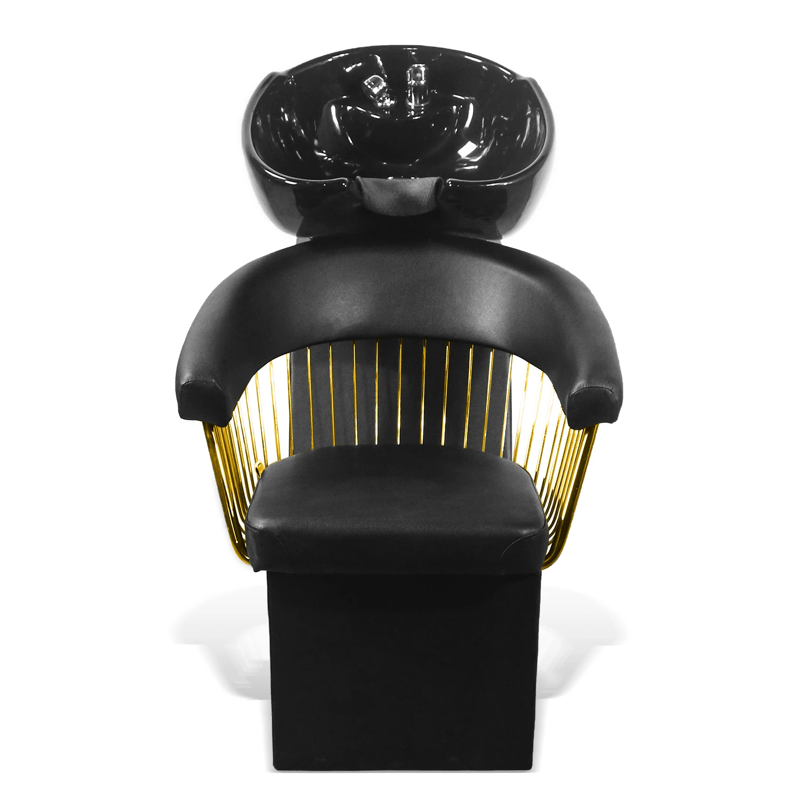 Hair-washing StationModern Style Ceramic Hair Washbasin Salon Furniture Shampoo Sink Metal Material Beauty Barber Shop Commercia