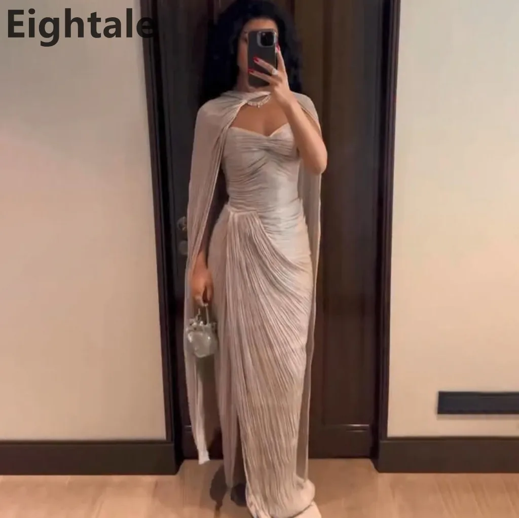 

Eightale 2025 Champagne Mermaid Maxi Evening Dress For Wedding Party One Shoulder Formal Prom Dress Dubai Party Gown
