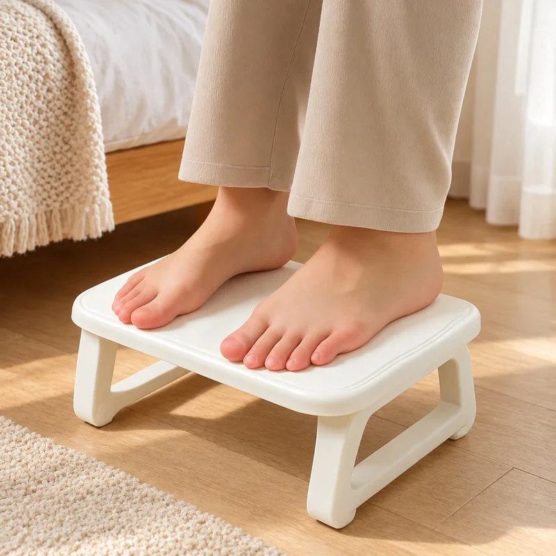 Adjustable Under-Desk Foot Support with Built-in Massage Rollers for Enhanced Comfort in Office and Home Use