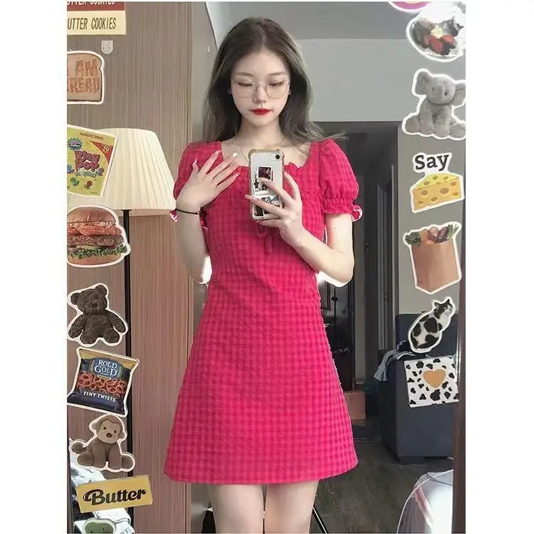 

Платья с короткими рукавами женские в осень 50-х годов модал контроль живота для похудения эластичный пояс облегающий молодежный колледж гранж Y2K