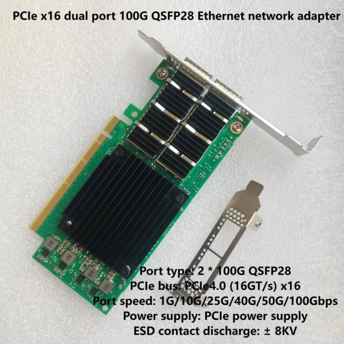 PCIe X16 Dual Port 100G QSFP28 Ethernet Network Adapter 1G/10G/25G/40G/50G/100Gbps
