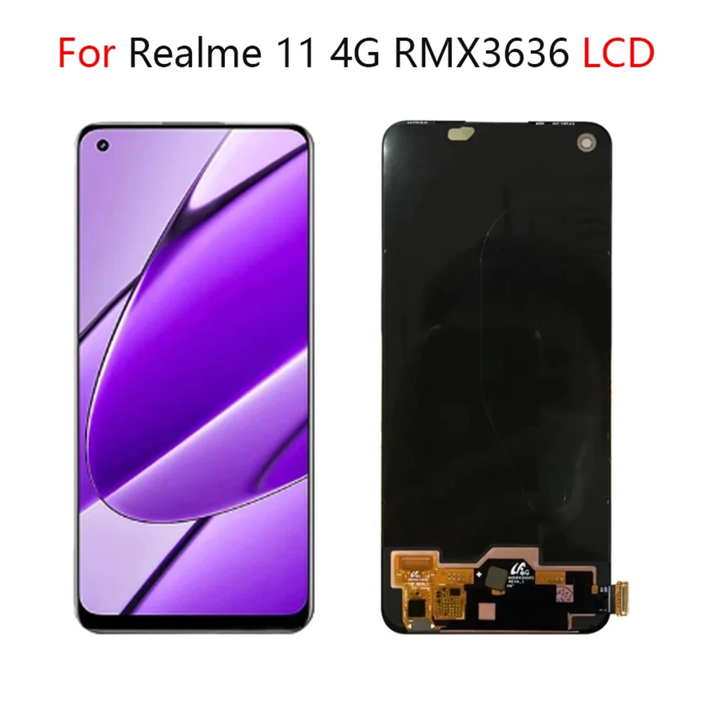 100% Tested Original AMOLED 6.4\'\' For Realme 11 4G LCD Display Touch Screen With Frame Realme 11 4G RMX3636 Display LCD Parts