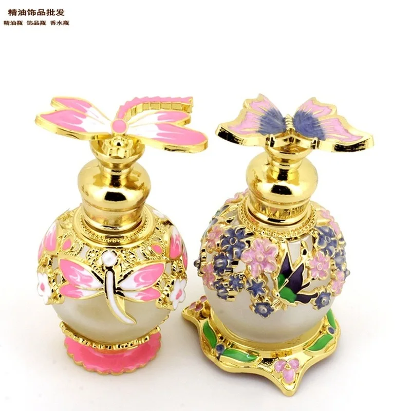 15ml Perfume Bottle Refillable Essential Oil Bottles Butterfly/Dragonfly Pattern Luxury Arabian Style Dubai Perfume Empty Bottle