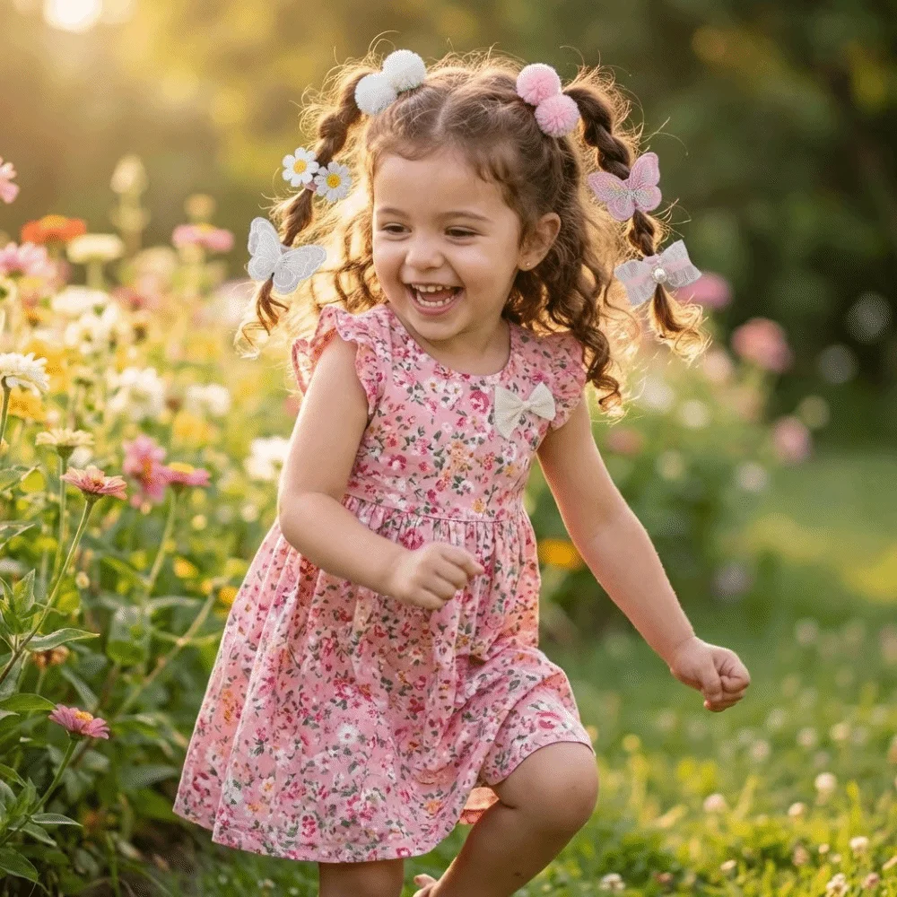 

10 шт. эластичных резинок для волос без зацепок с цветочным узором, в виде бабочек и бантиков, аксессуары для волос, не повреждающие волосы, украшения для головы