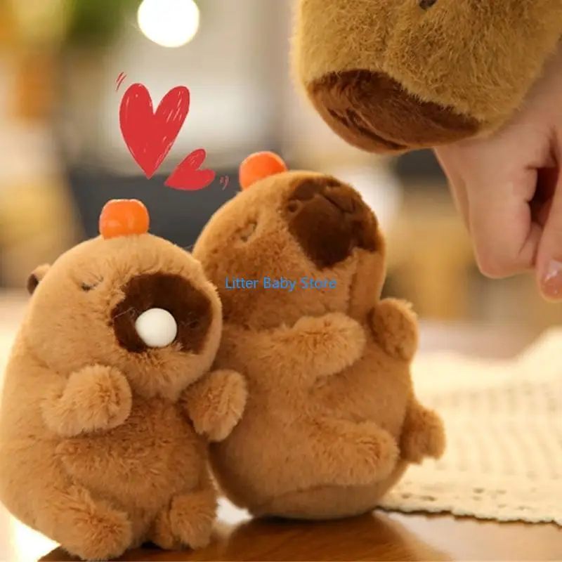 N80C Cartoon Capybara Leuke Pluche Sleutelhanger Tas Ornament Vrouwen Handtas Decoraties School Student Rugzak Mooie Harige