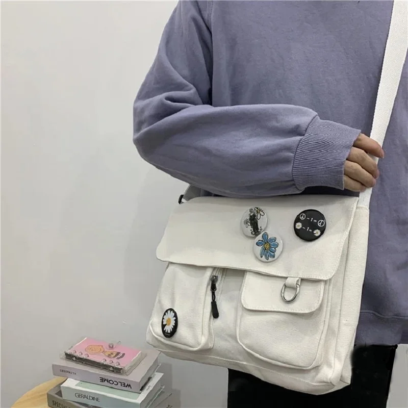 Xierya Women Canvas Messenger Bag Youth Ladies Fashion Shoulder Bag Student Large Capacity Female Crossbody Bags Woman Packet