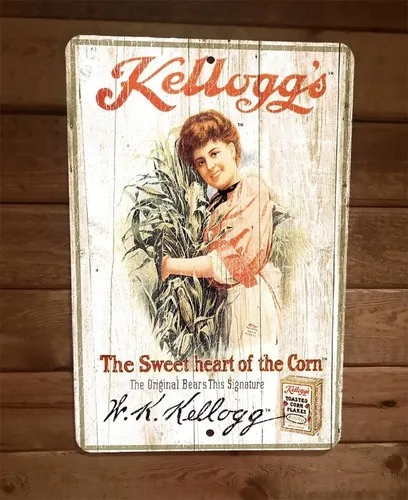 Vintage Look Kelloggs The Sweet Heart of Corn Flakes  Metal Wall Sign