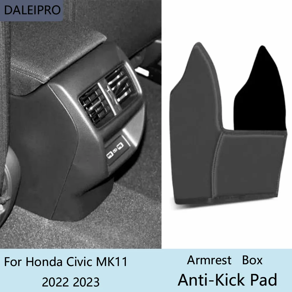 Car Rear Armrest Box Anti-Kick Pad For Honda Civic MK11 2022 2023 Microfiber Leather Protective Cover Accessories