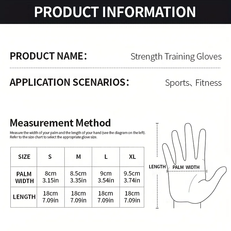 1 Pair Weightlifting Gloves - Reinforced Thumb Crotch, Slip-Resistant, Adjustable Hook-and-Loop Closure, Sports & Bodybuilding,