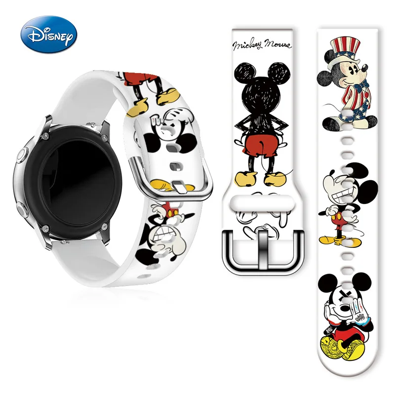 Disney Princess Mickey Minnie Donald Duck Printed Silicone Strap For Samsung Huawei GT Watch FB-Versa 23MM 22MM 20MM Watch Band