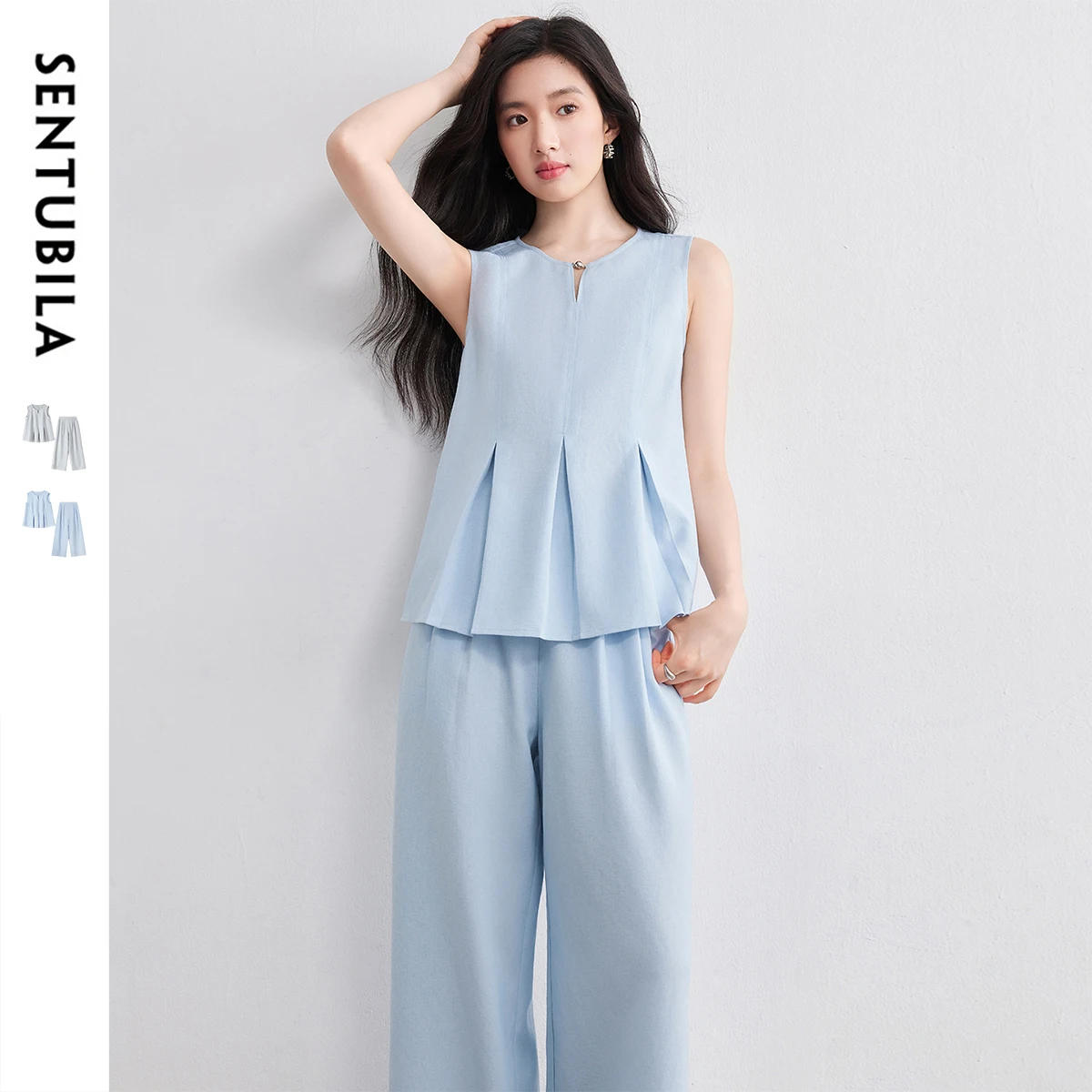 

SENTUBILA Summer Women's Two Pieces Collection 2025 Fashion Suits Matching Pants Sets Costume Femme Ensemble Outfits W52ZA2324