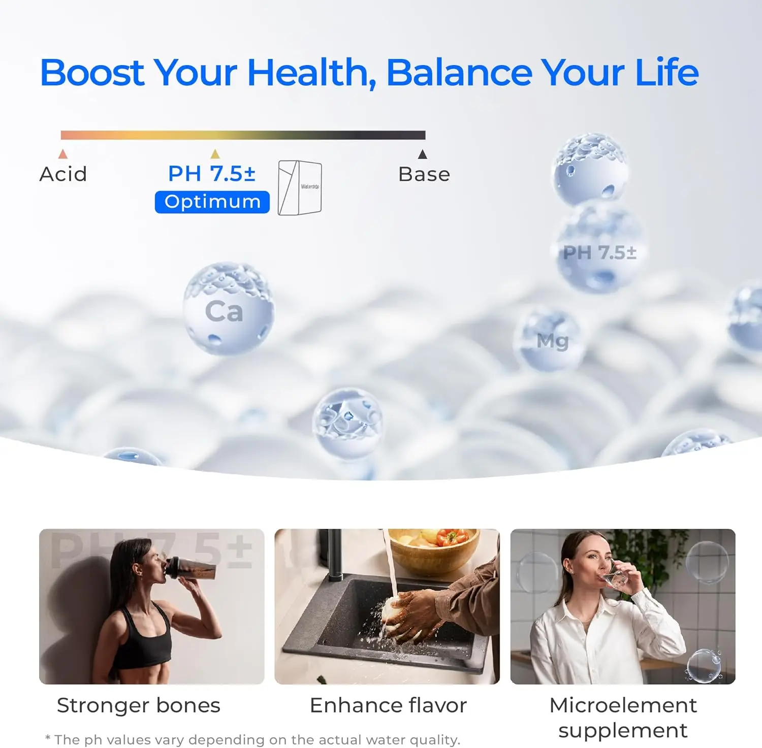 Sistema de ósmosis inversa sin tanque alcalina Waterdrop X16, incluida jarra con filtro de agua Waterdrop con 1 filtro