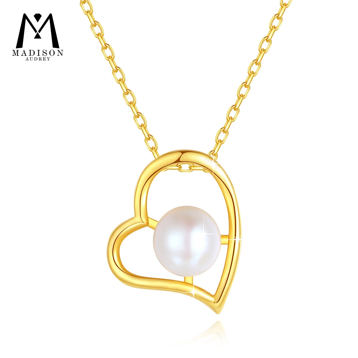 18K Gold Natural Pearl Pendant Heart Love Necklace AU750 Classic Romantic Wife Girlfriend anniversary Gift For Woman Jewelry