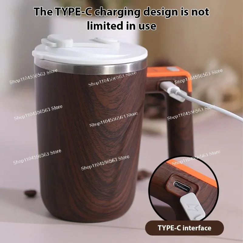300ml Temperature Heating Magnetic Coffee Mixing Cup with Lid Rechargeable 304 Stainless Steel Liner Smart Thermal Mixer Cups