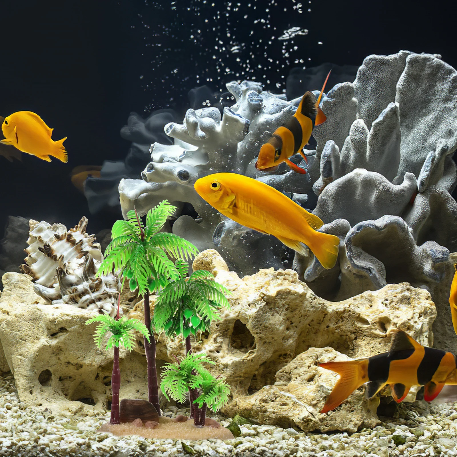 

Artificial Coconut Tree Decoration Realistic Fish Tank Props Waterproof Durable Plastic Aquarium L scaping Accessoriesfake fish