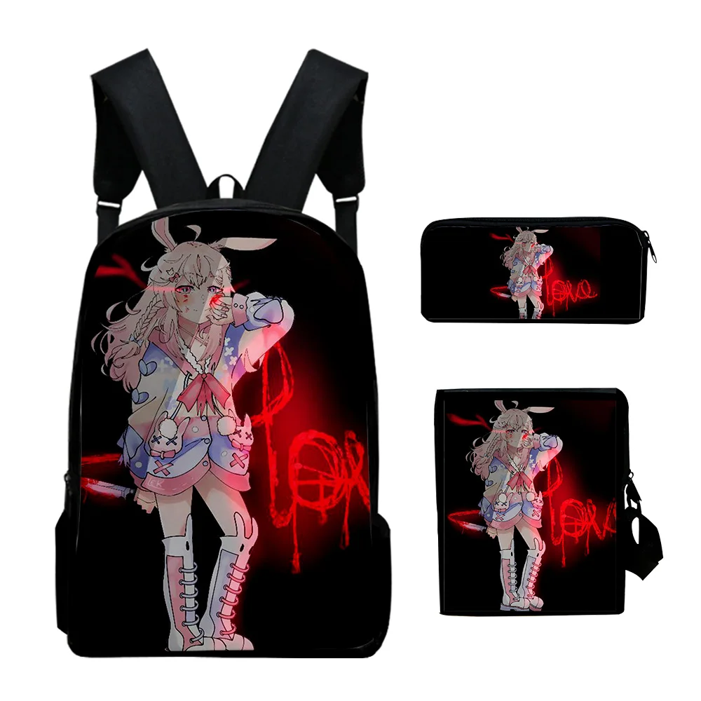 Cartoon VTuber Pipkin Pippa 3D Print 3pcs/Set pupil School Bags Laptop Daypack Backpack Inclined shoulder bag Pencil Case