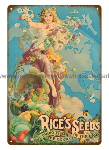 Early Rice's Seeds . metal tin sign garden outdoor living room wall art sign