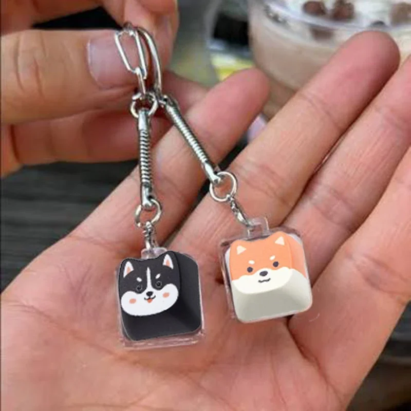 Cat Dog Grid Cat Keyboard Keycap Clicker Keychain Fidget Stress Anxiety Relief Decompression Sensory Bag Charm Gifts