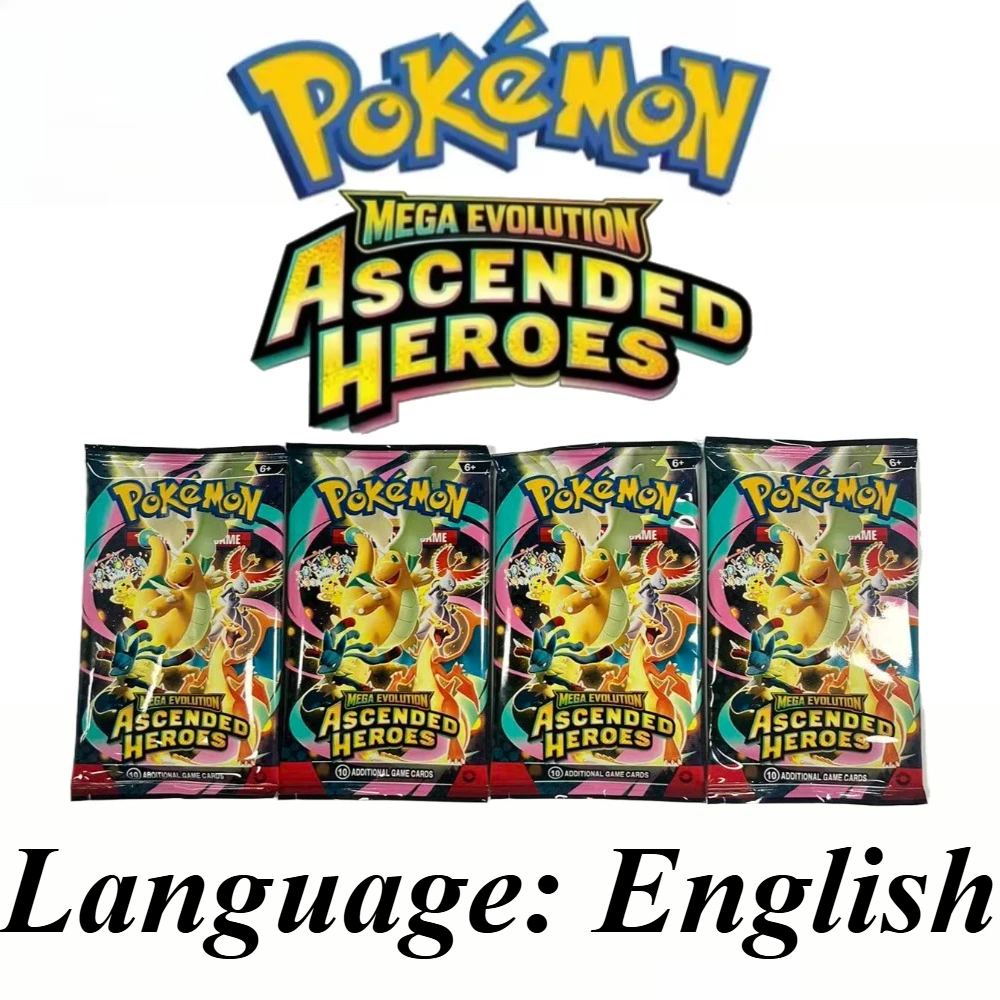 

Набор бустеров Pokemon TCG: Мега-эволюция, Восхождение героев (английская версия), 10 карт в упаковке, редкие коллекционные карты для подарка и коллекции