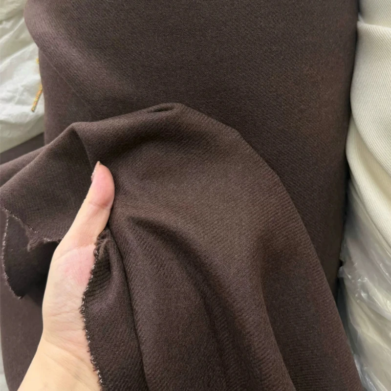 100% Wool Suiting Fabric Coffee Brown Twill Heavyweight Double Face Worsted for Blazer Jacket Pants Autumn DIY Sewing