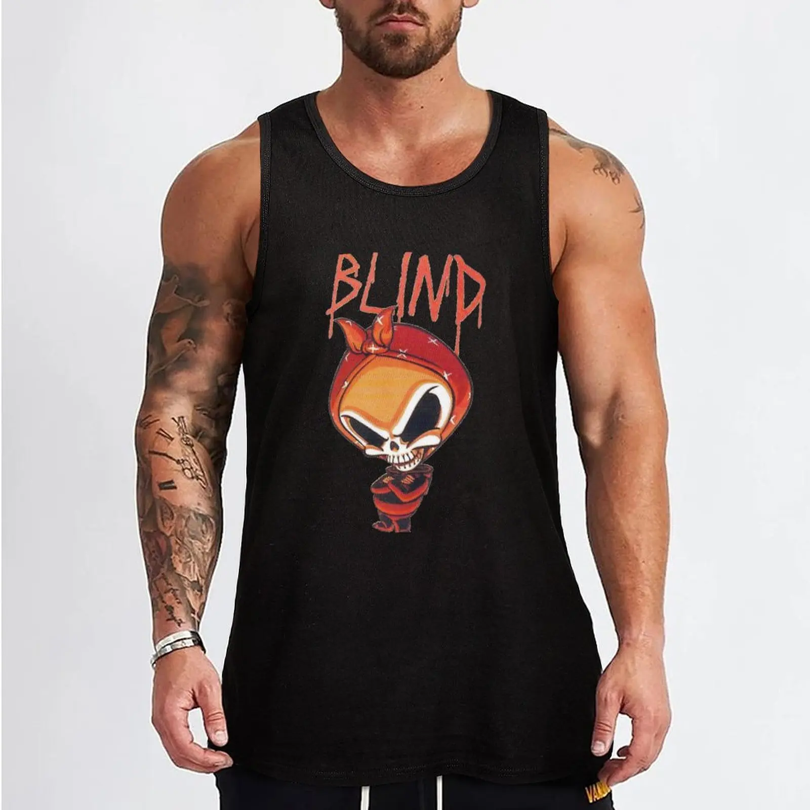 Gangsta Reaper, blind skate t shirt design. Tank Top Gym wear bodybuilding t-shirt gym clothes man