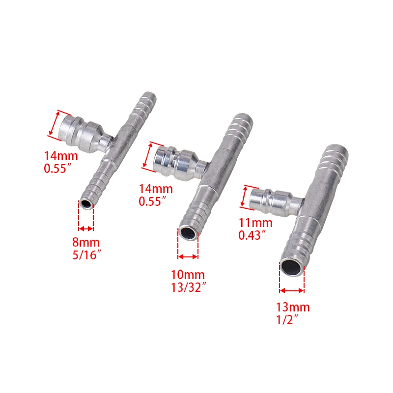 #6 #8 #10 #12 Straight Splice Push in Fitting Aluminium With Gas Nozzle A/C Refrigerant Hose Barb Fitting 3/8 1/2 5/8 3/4