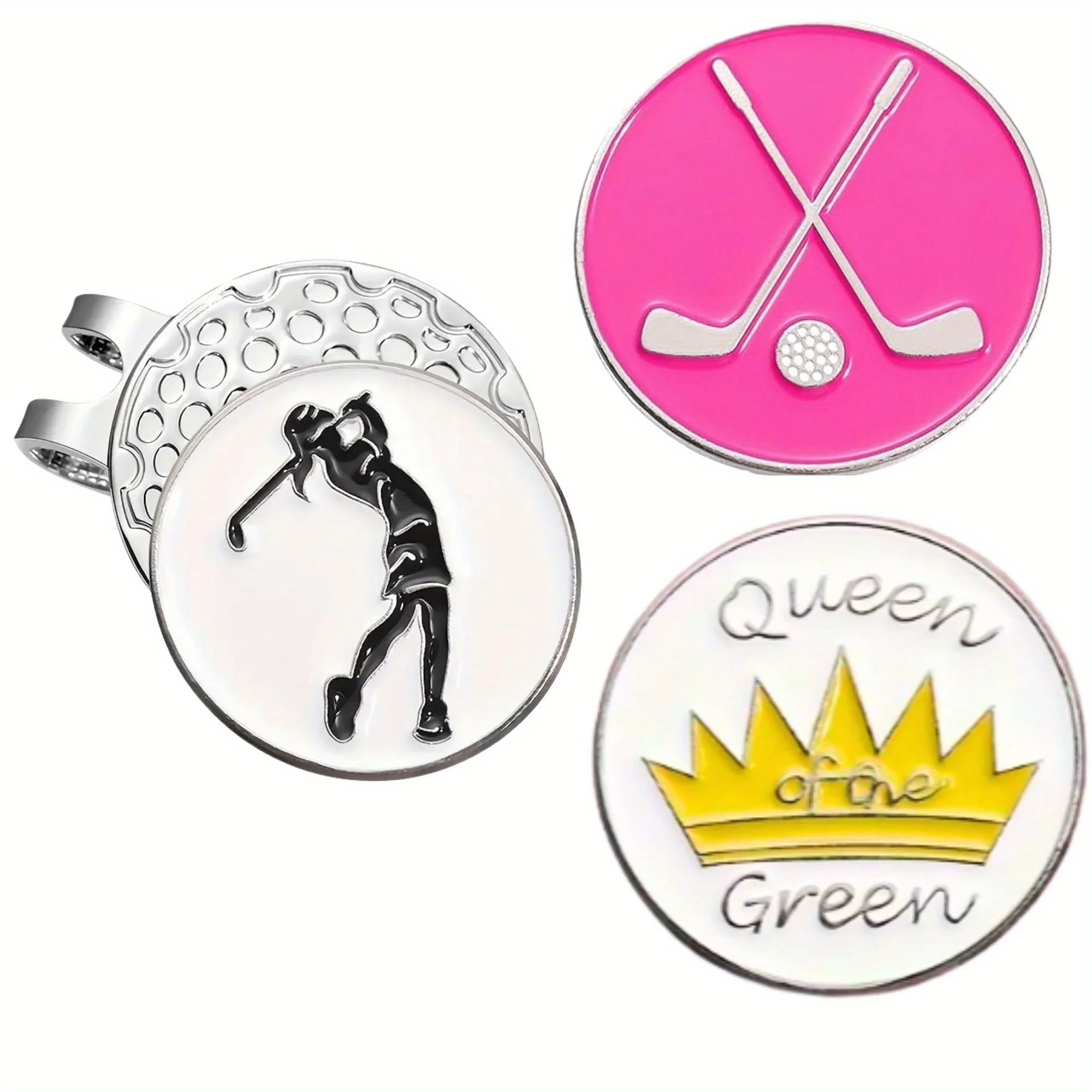 

3-пакет зажима для шляпы для гольфа с магнитными маркерами для шариков — «Королева зеленого» с гравировкой, высокое качество, сильный магнит, аксессуар премиум-класса