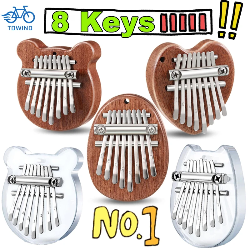 New Mini 8 Key Kalimba Thumb Piano Gifts for Beginners Music Lovers Players Cute Instrument Pendant Keychain Accessories Gifts