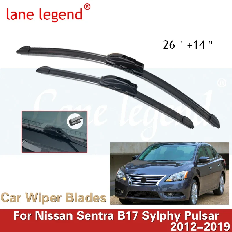 

2x Front Wiper Blades Set For Nissan Sentra B17 2012 - 2019 Sylphy Pulsar Windshield Brushes Windscreen Window Washer Cover 2017