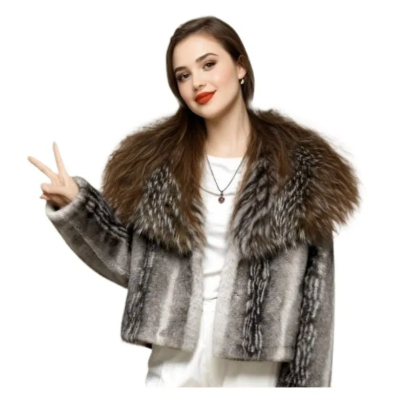 2026 New Imitation Fur Mink Big Fur Collar Women's Thickened Jacket Gold Mink Fashion Warm and Comfortable Temperament Commuting