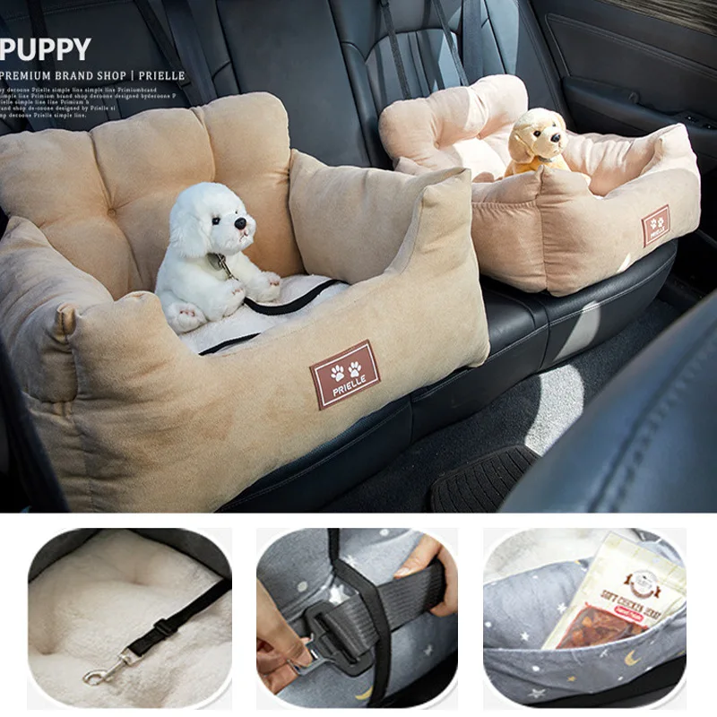 

Dog Car Seat with Safety Belt Four Season Universal Pet Ooster Nest Cushion Washable Dogs Cats Sofa Bedding Travel Mattress